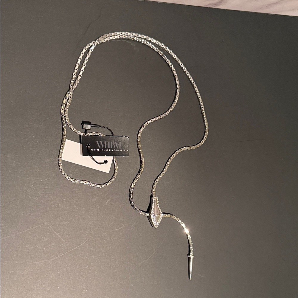 White House Black Market Silver Lariat Necklace